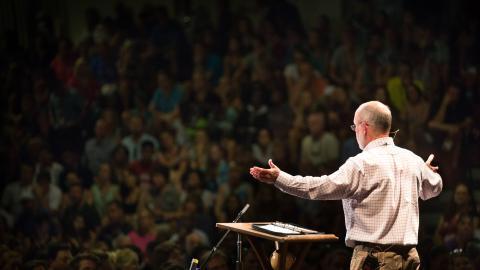 Pastor Ben speaking in chapel